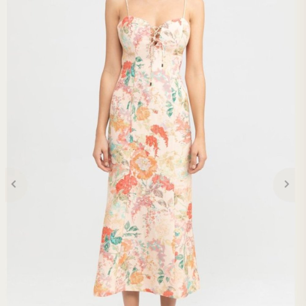 Significant Other Salvador Floral Linen-Blend Midi  - Size 4